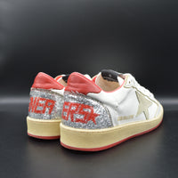 Golden Goose Ballstar blanc/rouge/paillette argent/gris - T37