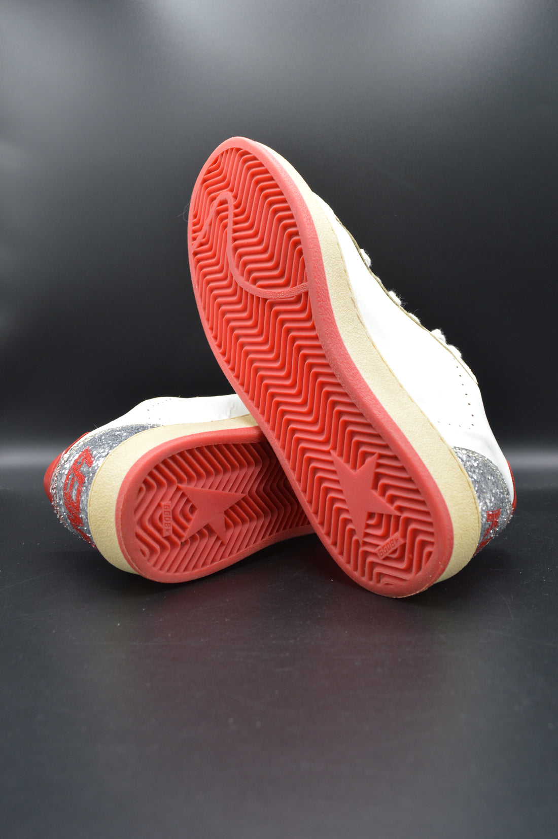 Golden Goose Ballstar blanc/rouge/paillette argent/gris - T37
