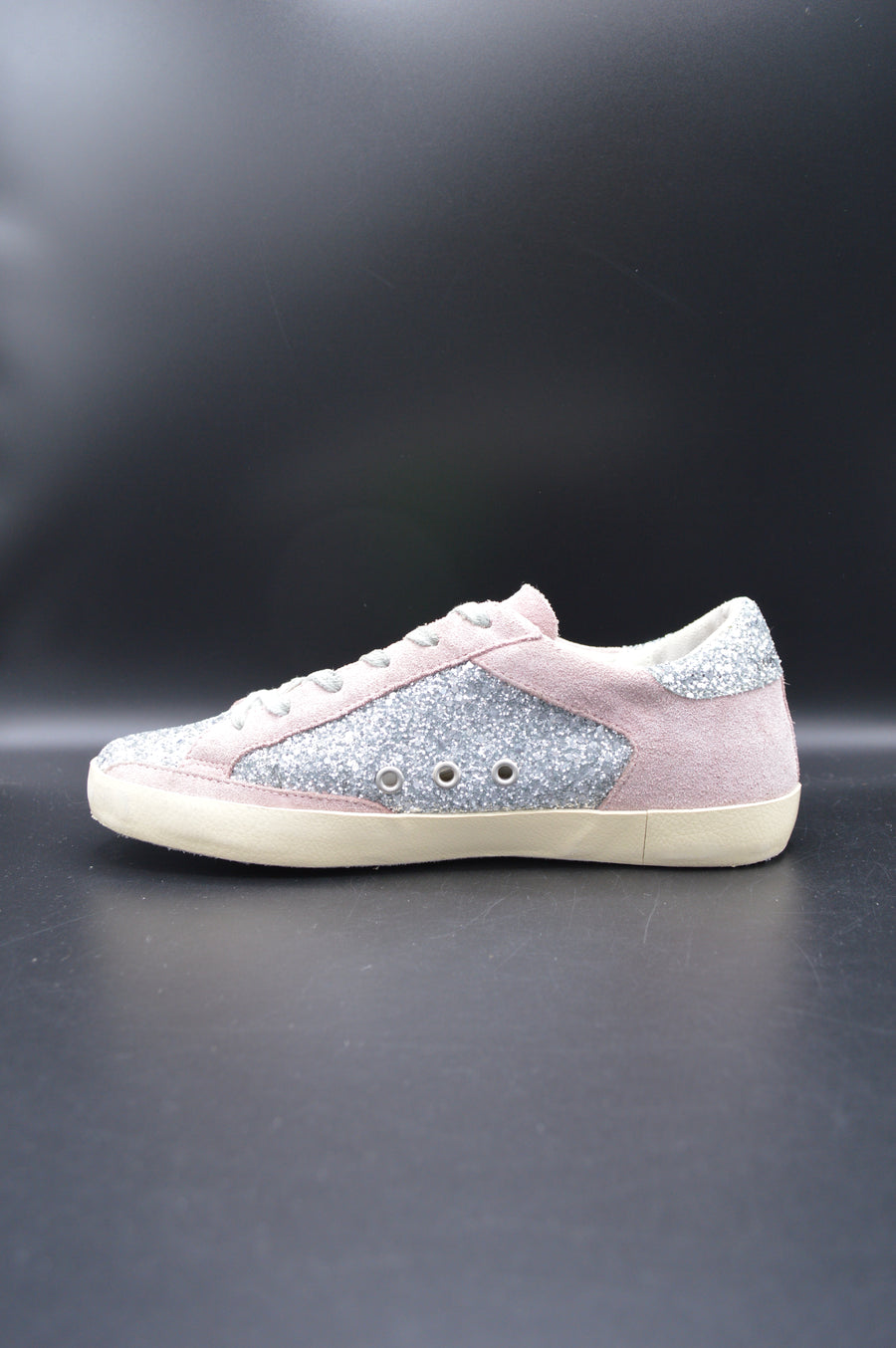 Golden Goose Superstar paillette argent/vert/gris - T39