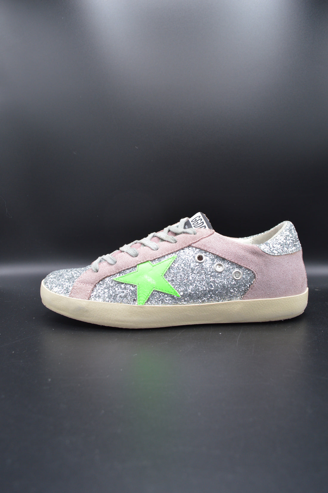 Golden Goose Superstar paillette argent/vert/gris - T39