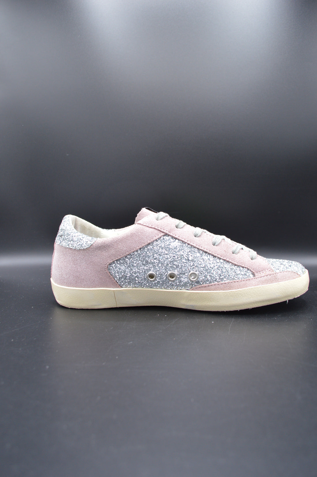 Golden Goose Superstar paillette argent/vert/gris - T39