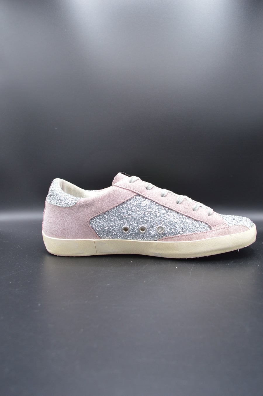 Golden Goose Superstar paillette argent/vert/gris - T39