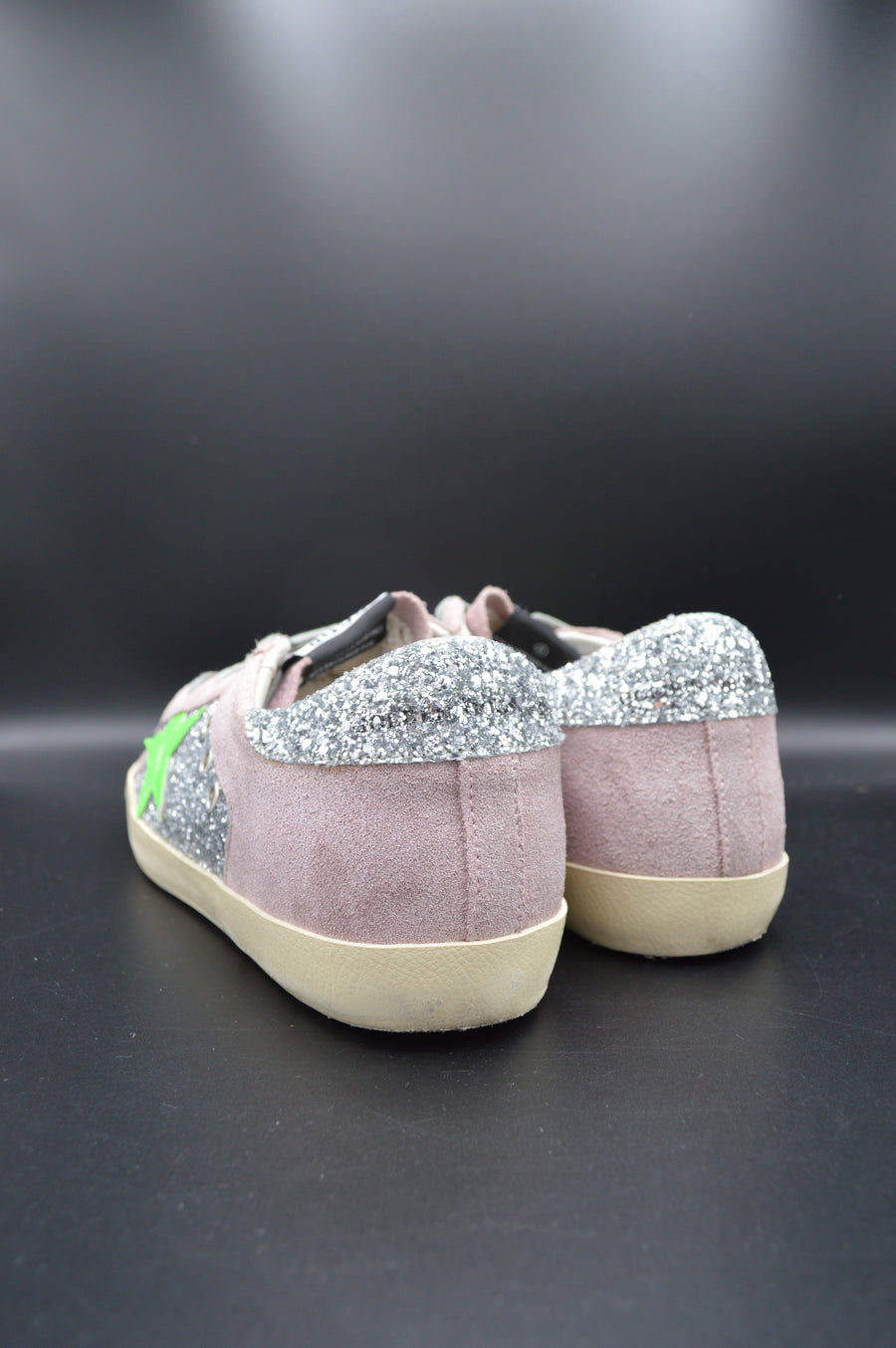Golden Goose Superstar paillette argent/vert/gris - T39