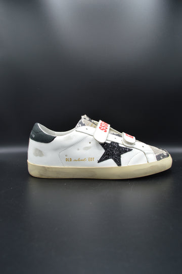 Golden Goose Old School blanc/noir/python/paillette - T39