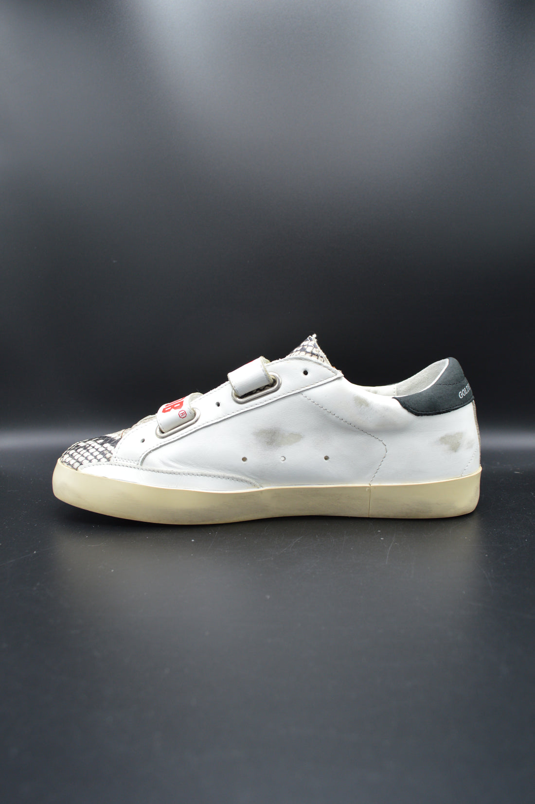 Golden Goose Old School blanc/noir/python/paillette - T39
