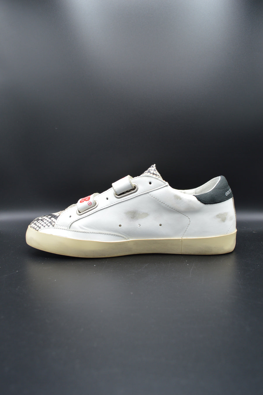 Golden Goose Old School blanc/noir/python/paillette - T39