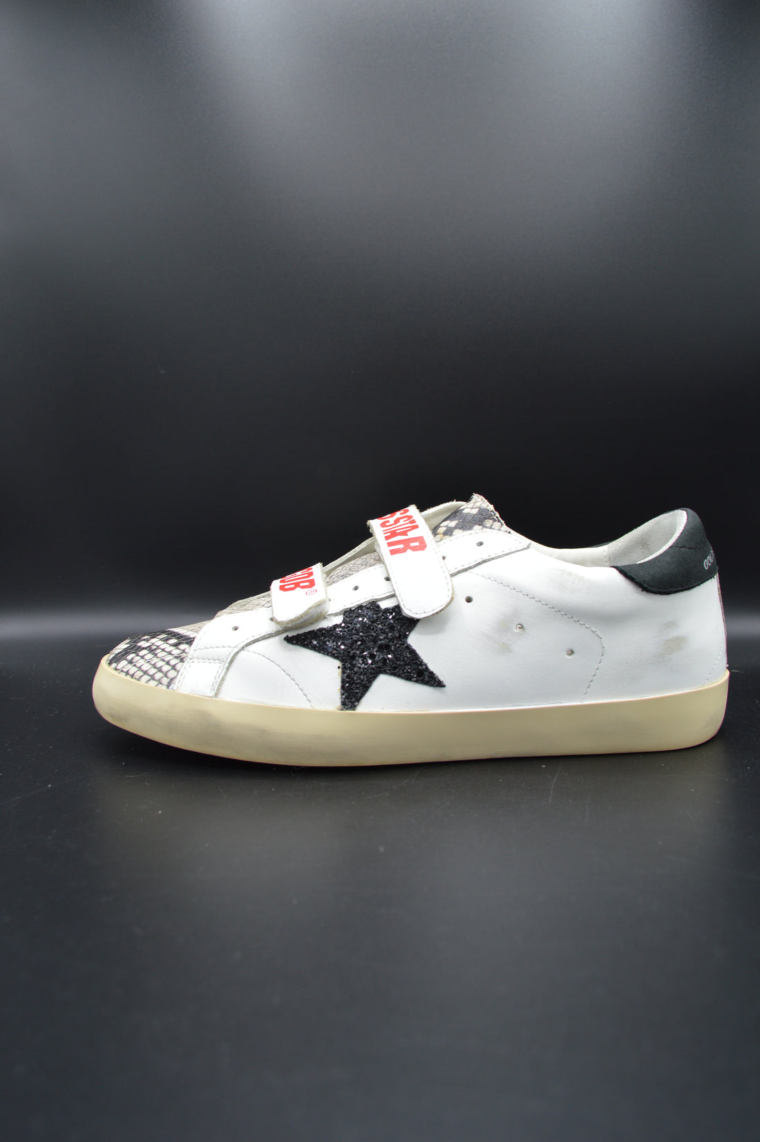 Golden Goose Old School blanc/noir/python/paillette - T39