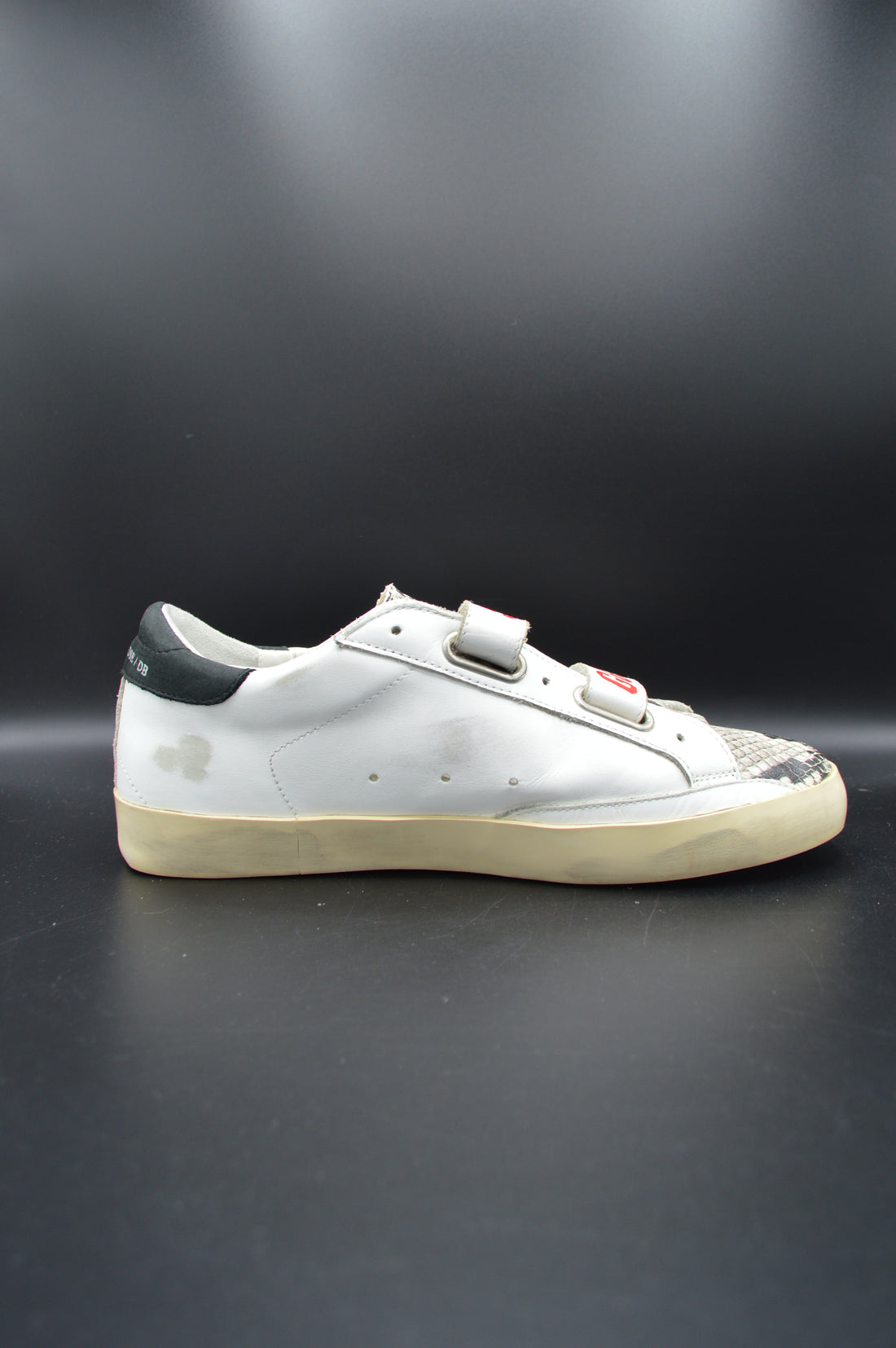 Golden Goose Old School blanc/noir/python/paillette - T39