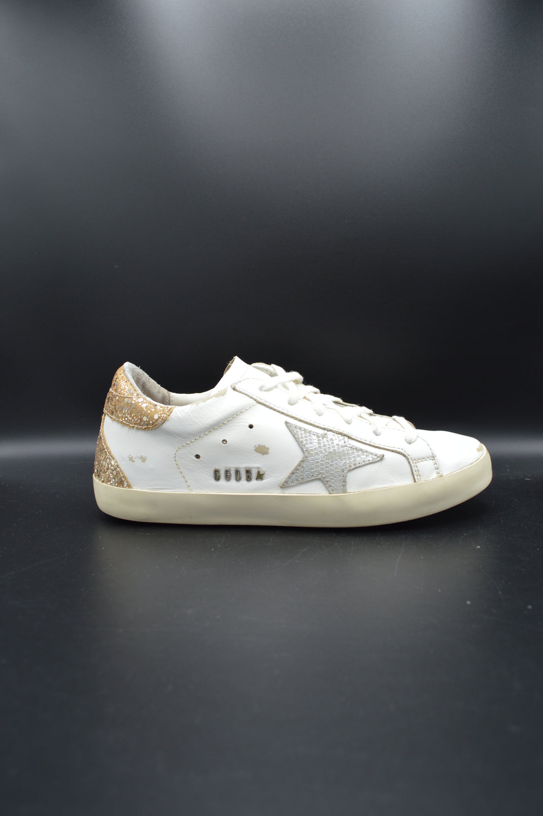 Golden Goose Superstar blanc/paillette or/gris - T37