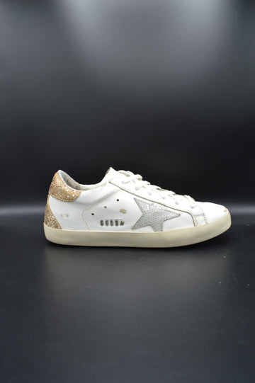 Golden Goose Superstar blanc/paillette or/gris - T37