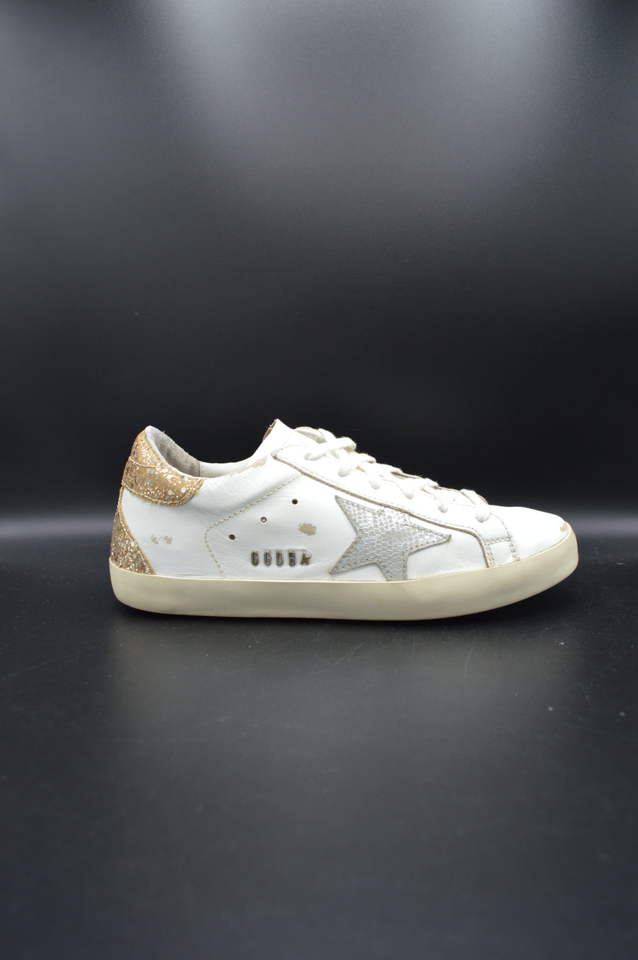Golden Goose Superstar blanc/paillette or/gris - T37