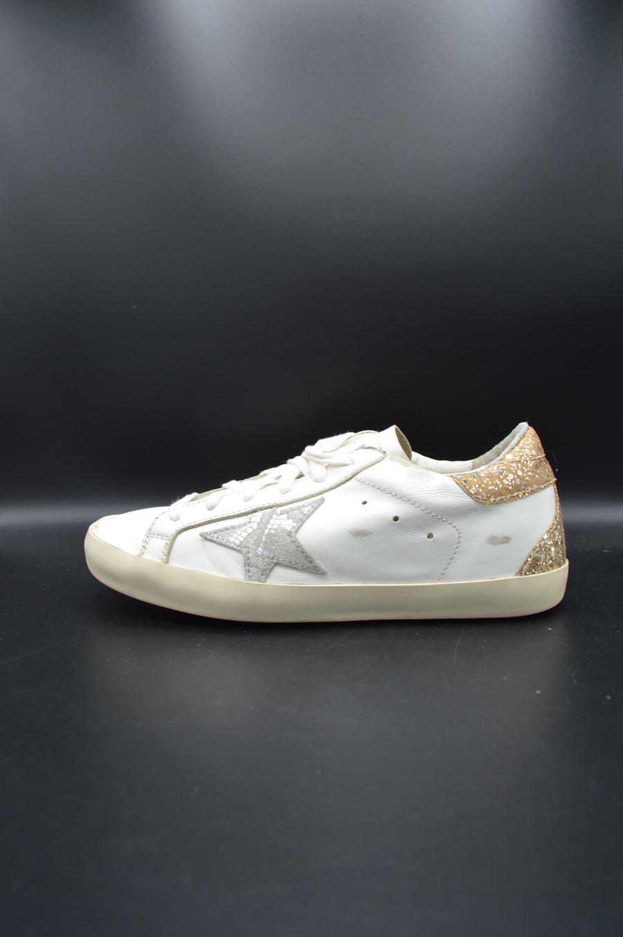 Golden Goose Superstar blanc/paillette or/gris - T37