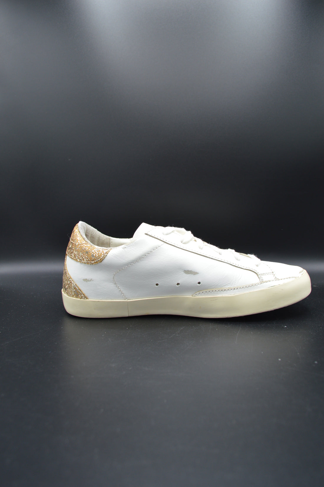 Golden Goose Superstar blanc/paillette or/gris - T37