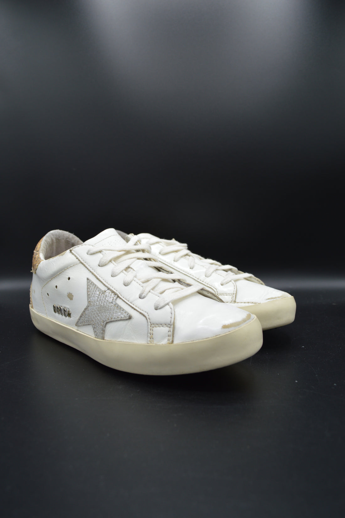 Golden Goose Superstar blanc/paillette or/gris - T37