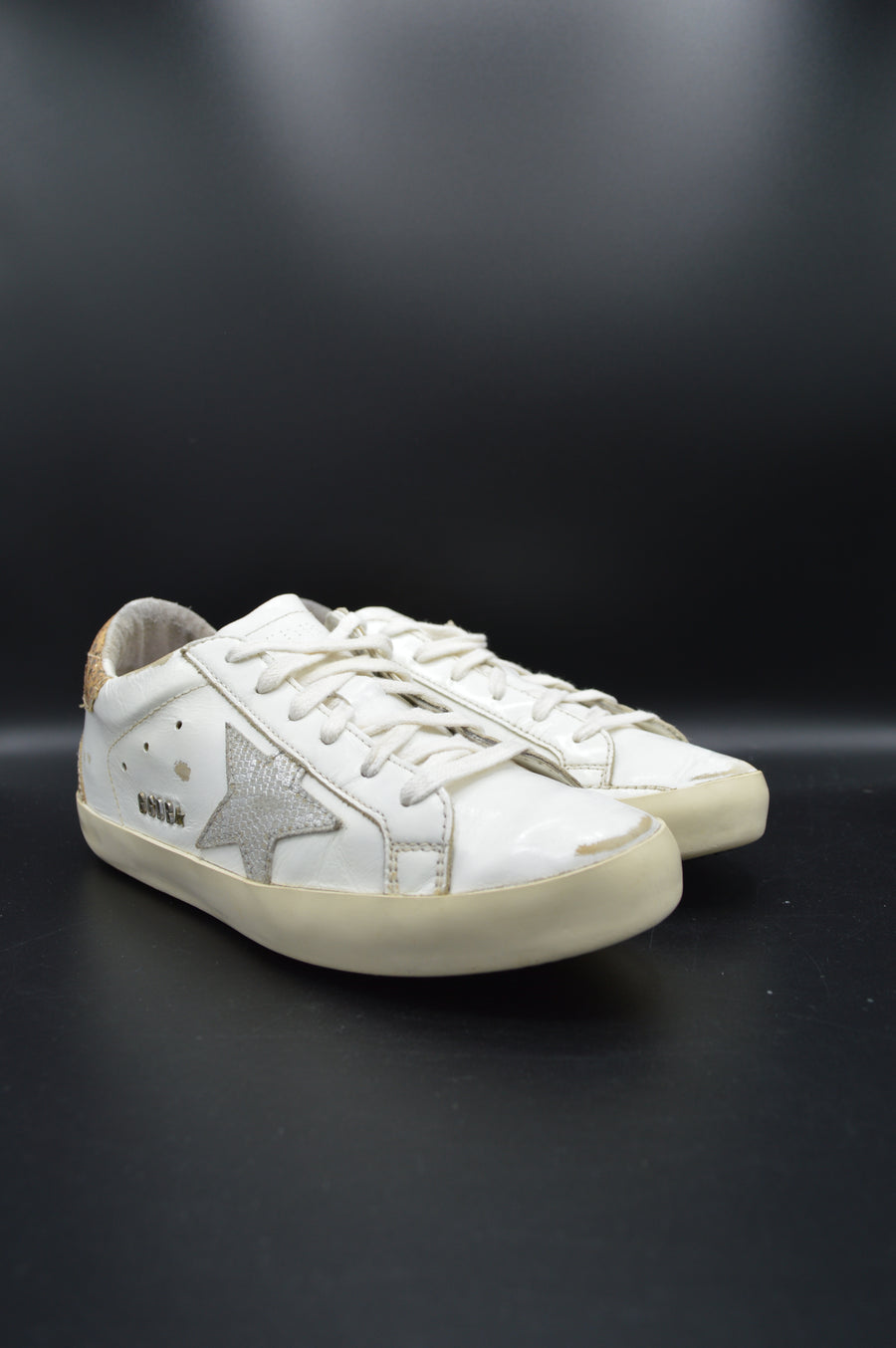 Golden Goose Superstar blanc/paillette or/gris - T37